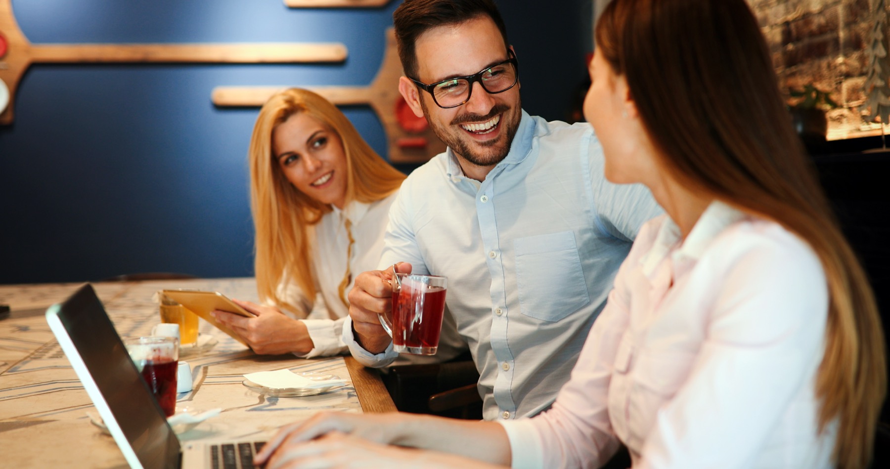 Colleagues socializing at a restaurant