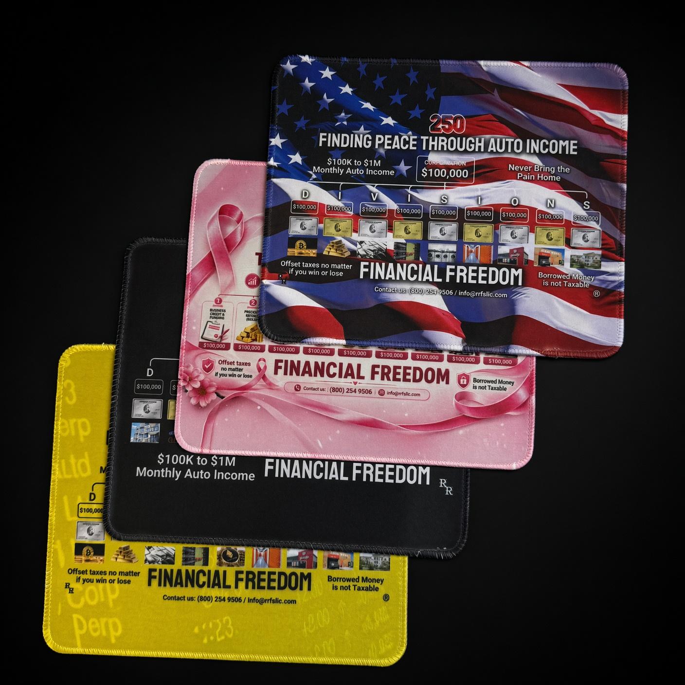 American Flag Pink Black Yellow Financial Freedom Monthly Auto Income Coaster Set